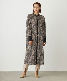 NICOLE white | ペイズリー柄クレリック バンドカラー ワンピース(ワンピース)