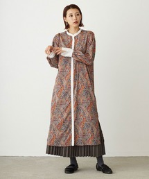 NICOLE white | ペイズリー柄クレリック バンドカラー ワンピース(ワンピース)