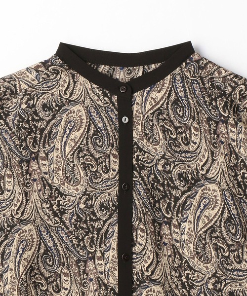 NICOLE white（ニコルホワイト）の「ペイズリー柄クレリック バンドカラー ワンピース（ワンピース・レディース・オレンジ系/ブラック系・FREE）」の6枚目の写真