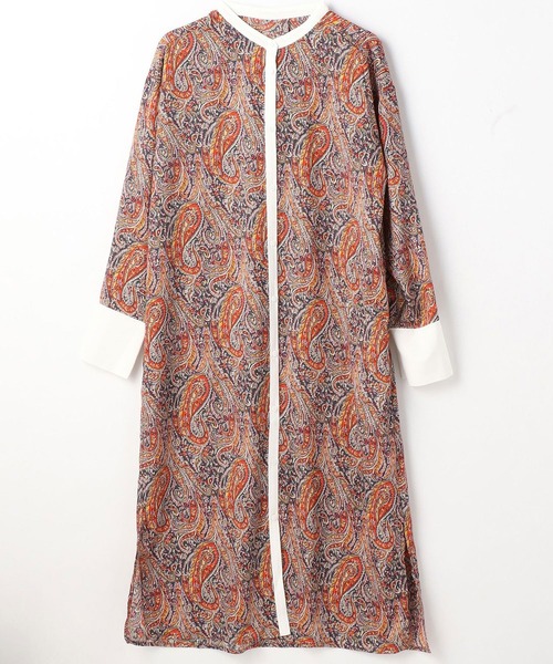 NICOLE white（ニコルホワイト）の「ペイズリー柄クレリック バンドカラー ワンピース（ワンピース・レディース・オレンジ系/ブラック系・FREE）」の14枚目の写真