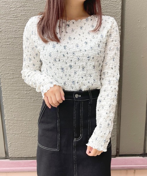 apres jour(アプレジュール)の「シャーリング花柄ロングスリーブ【ZOZOTOWN限定アイテム】(Tシャツ/カットソー・レディース・オフホワイト/アイボリー/ホワイト系その他/その他・フリー/X-LARGE)」の8枚目の写真
