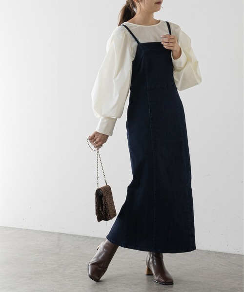 natural couture（ナチュラルクチュール）の「ストレッチ2WAYジャンスカ（ジャンパースカート・レディース・ブラック/インディゴブルー・SMALL/MEDIUM）」の10枚目の写真