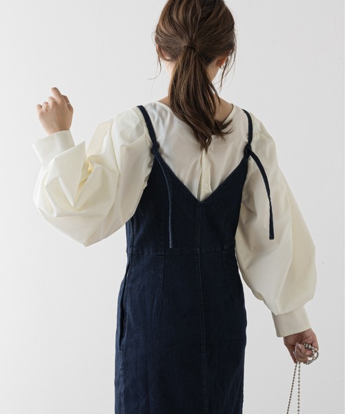 natural couture（ナチュラルクチュール）の「ストレッチ2WAYジャンスカ（ジャンパースカート・レディース・ブラック/インディゴブルー・SMALL/MEDIUM）」の12枚目の写真