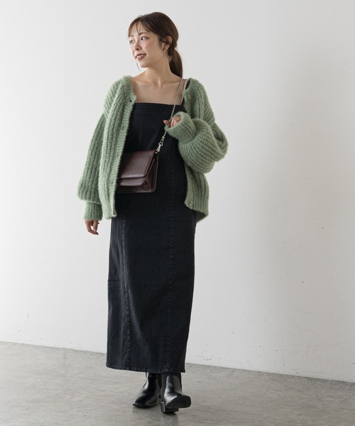 natural couture（ナチュラルクチュール）の「ストレッチ2WAYジャンスカ（ジャンパースカート・レディース・ブラック/インディゴブルー・SMALL/MEDIUM）」の4枚目の写真