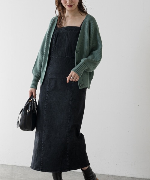 natural couture（ナチュラルクチュール）の「ストレッチ2WAYジャンスカ（ジャンパースカート・レディース・ブラック/インディゴブルー・SMALL/MEDIUM）」の7枚目の写真