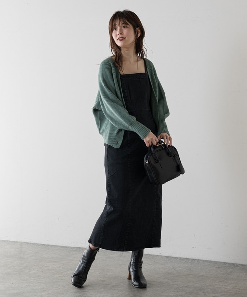 natural couture（ナチュラルクチュール）の「ストレッチ2WAYジャンスカ（ジャンパースカート・レディース・ブラック/インディゴブルー・SMALL/MEDIUM）」の8枚目の写真