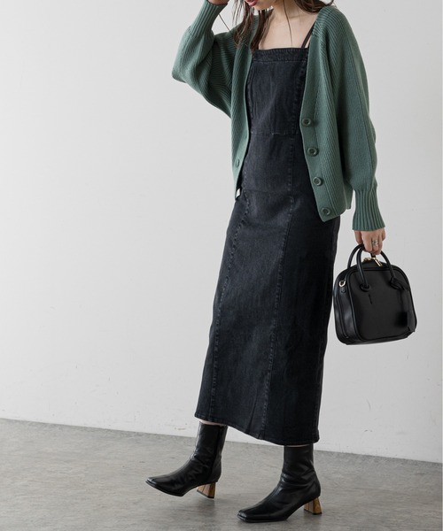 natural couture（ナチュラルクチュール）の「ストレッチ2WAYジャンスカ（ジャンパースカート・レディース・ブラック/インディゴブルー・SMALL/MEDIUM）」の9枚目の写真