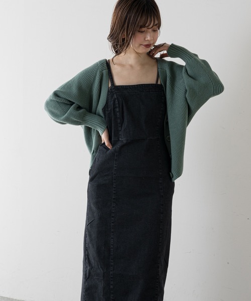 natural couture（ナチュラルクチュール）の「ストレッチ2WAYジャンスカ（ジャンパースカート・レディース・ブラック/インディゴブルー・SMALL/MEDIUM）」の6枚目の写真