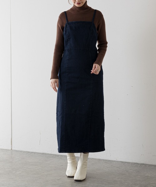 natural couture（ナチュラルクチュール）の「ストレッチ2WAYジャンスカ（ジャンパースカート・レディース・ブラック/インディゴブルー・SMALL/MEDIUM）」の16枚目の写真