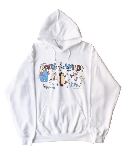 LABRAT(ラブラット)の「Nick Atkins×LABRAT "BACK 2 THE WILD" Hoodie(パーカー・メンズ・ホワイト/ブラック/パープル・LARGE/X-LARGE)」の1枚目の写真
