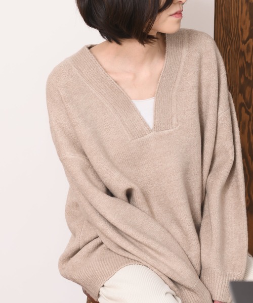 rps（アールピーエス）の「深Ｖネックニットプルオーバー（ニット/セーター・レディース・チャコールグレー/ベージュ/グリーン/オートミール/ミント・フリー）」の3枚目の写真