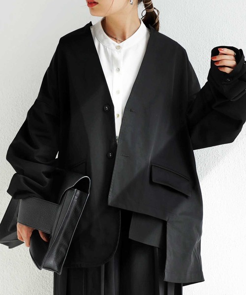 antiqua（アンティカ）の「アシメデザインジャケット（テーラードジャケット・レディース・ブラック・FREE）」の10枚目の写真