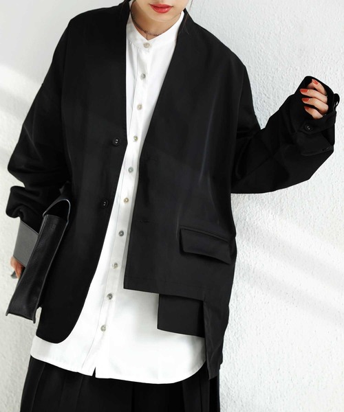 antiqua（アンティカ）の「アシメデザインジャケット（テーラードジャケット・レディース・ブラック・FREE）」の13枚目の写真