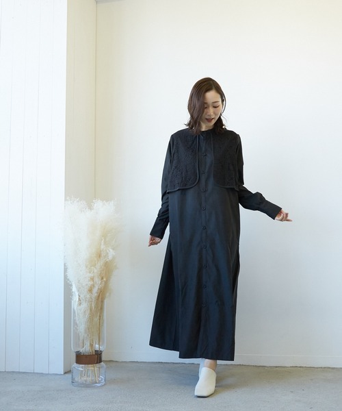 Wefst（ウェスト）の「【Wefst】T/Nピーチレース切り替えワンピース（ワンピース・レディース・ブラック/モカ/グレイッシュベージュ・FREE）」の6枚目の写真