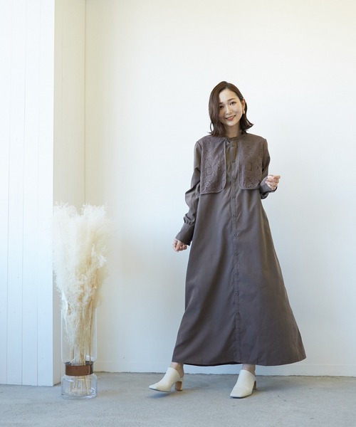 Wefst（ウェスト）の「【Wefst】T/Nピーチレース切り替えワンピース（ワンピース・レディース・ブラック/モカ/グレイッシュベージュ・FREE）」の15枚目の写真