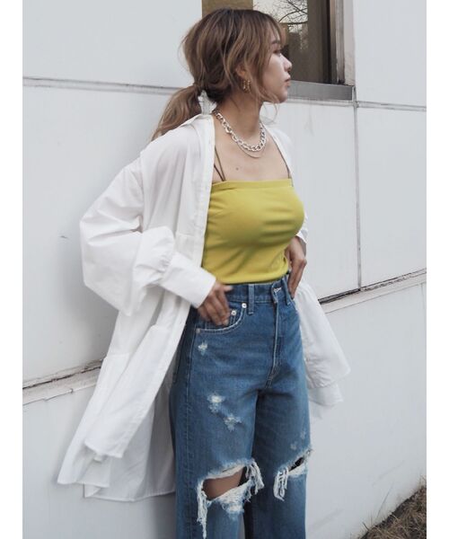 EVRIS(エヴリス)の「ダメージワイドデニムパンツ(デニムパンツ・レディース・ブラック/ブルー・MEDIUM/SMALL)」の3枚目の写真