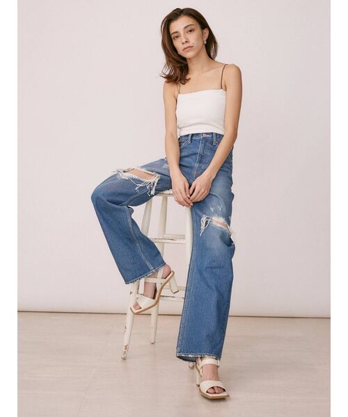 EVRIS(エヴリス)の「ダメージワイドデニムパンツ(デニムパンツ・レディース・ブラック/ブルー・MEDIUM/SMALL)」の16枚目の写真