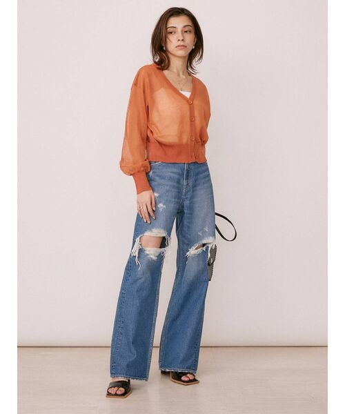 EVRIS(エヴリス)の「ダメージワイドデニムパンツ(デニムパンツ・レディース・ブラック/ブルー・MEDIUM/SMALL)」の17枚目の写真