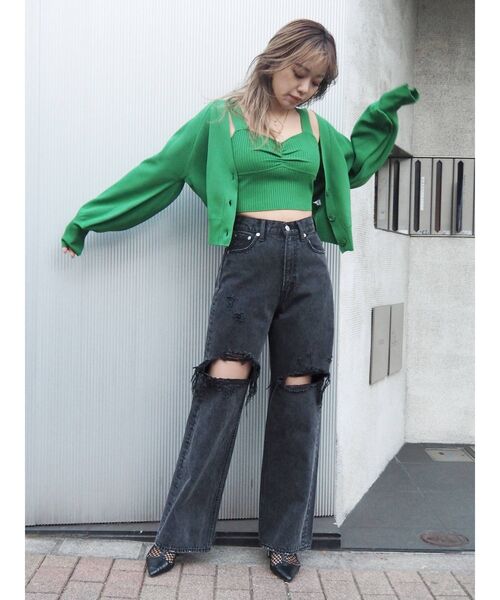 EVRIS(エヴリス)の「ダメージワイドデニムパンツ(デニムパンツ・レディース・ブラック/ブルー・MEDIUM/SMALL)」の20枚目の写真