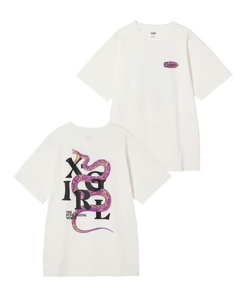 X-girl(エックスガール)の「SNAKE S/S TEE/蛇プリント Tシャツ/半袖(Tシャツ/カットソー・レディース・ホワイト/オレンジ/ライトパープル・S/M/L/XL)」の13枚目の写真