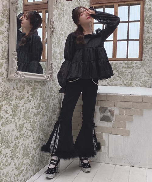 Swankiss(スワンキス)の「SX fuwafuwa lace TOPS(シャツ/ブラウス・レディース・ブラック/ベージュ/ピンク・FREE)」の6枚目の写真