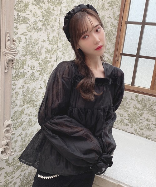 Swankiss(スワンキス)の「SX fuwafuwa lace TOPS(シャツ/ブラウス・レディース・ブラック/ベージュ/ピンク・FREE)」の8枚目の写真