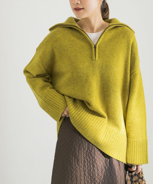 URBAN RESEARCH(アーバンリサーチ)の「ZIPUPニット(ニット/セーター・レディース・ベージュ/グリーン系その他・FREE)」の1枚目の写真