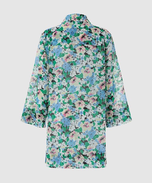 GANNI（ガニー）の「Light Cotton Placement Print Gathered Shirt（シャツ/ブラウス・レディース・ブルー系その他・38/36/34）」の2枚目の写真