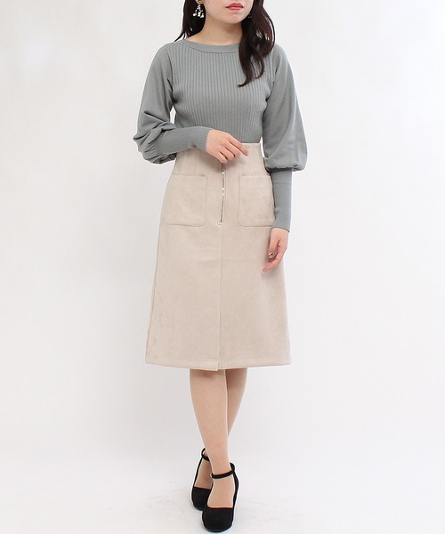 TRUDEA(トルディア)の「スエードジップポケ付きスカート(スカート・レディース・ピンク/ラベンダー/ベージュ・MEDIUM/SMALL)」の7枚目の写真