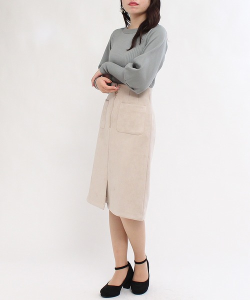TRUDEA(トルディア)の「スエードジップポケ付きスカート(スカート・レディース・ピンク/ラベンダー/ベージュ・MEDIUM/SMALL)」の8枚目の写真