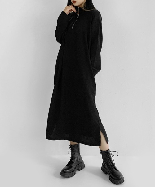 LVEU.（ラブユ.）の「Half zip one-piece / ハーフジップワンピース（ワンピース・レディース・ブラック/グリーン・FREE）」の16枚目の写真