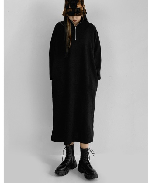 LVEU.（ラブユ.）の「Half zip one-piece / ハーフジップワンピース（ワンピース・レディース・ブラック/グリーン・FREE）」の17枚目の写真