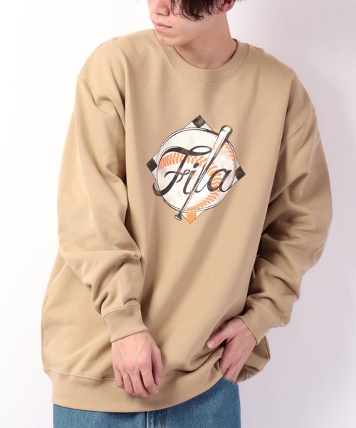 【セール】FILA 韓国 カレッジロゴ MLB ベースボール プリント 裏毛 スウェットトレーナー（スウェット）｜FILA HERITAGE（フィラヘリテージ）