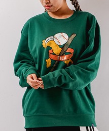 FILA HERITAGE（フィラヘリテージ）の「FILA 韓国 カレッジロゴ MLB ベースボール プリント 裏毛 スウェットトレーナー（スウェット）」