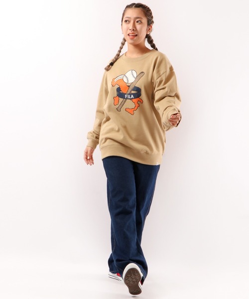 【セール】FILA 韓国 カレッジロゴ MLB ベースボール プリント 裏毛 スウェットトレーナー（スウェット）｜FILA HERITAGE（フィラヘリテージ）