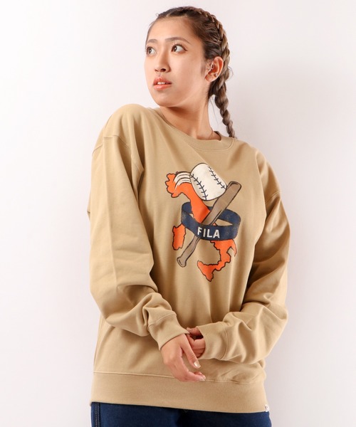 【セール】FILA 韓国 カレッジロゴ MLB ベースボール プリント 裏毛 スウェットトレーナー（スウェット）｜FILA HERITAGE（フィラヘリテージ）