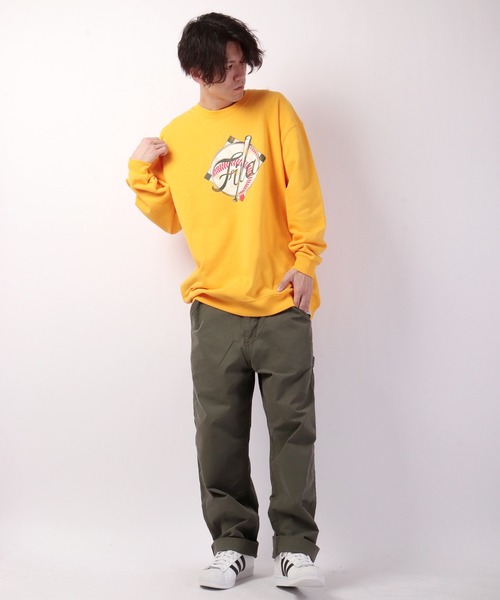 【セール】FILA 韓国 カレッジロゴ MLB ベースボール プリント 裏毛 スウェットトレーナー（スウェット）｜FILA HERITAGE（フィラヘリテージ）