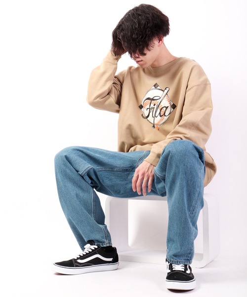 【セール】FILA 韓国 カレッジロゴ MLB ベースボール プリント 裏毛 スウェットトレーナー（スウェット）｜FILA HERITAGE（フィラヘリテージ）