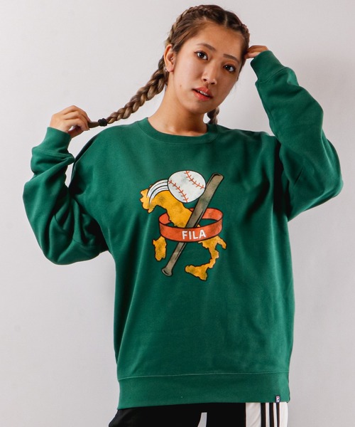 【セール】FILA 韓国 カレッジロゴ MLB ベースボール プリント 裏毛 スウェットトレーナー（スウェット）｜FILA HERITAGE（フィラヘリテージ）