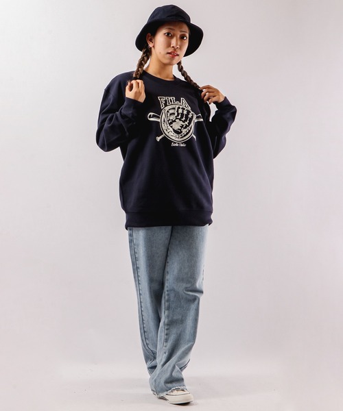 【セール】FILA 韓国 カレッジロゴ MLB ベースボール プリント 裏毛 スウェットトレーナー（スウェット）｜FILA HERITAGE（フィラヘリテージ）