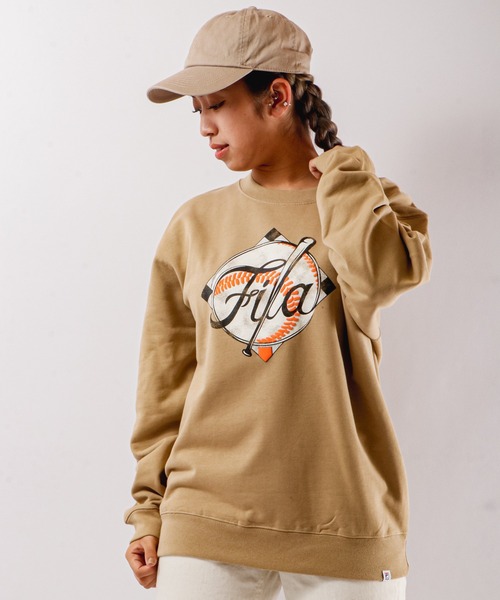 【セール】FILA 韓国 カレッジロゴ MLB ベースボール プリント 裏毛 スウェットトレーナー（スウェット）｜FILA HERITAGE（フィラヘリテージ）