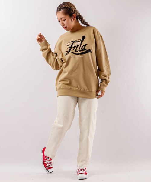 【セール】FILA 韓国 カレッジロゴ MLB ベースボール プリント 裏毛 スウェットトレーナー（スウェット）｜FILA HERITAGE（フィラヘリテージ）