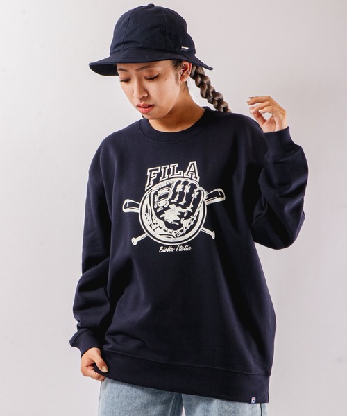 【セール】FILA 韓国 カレッジロゴ MLB ベースボール プリント 裏毛 スウェットトレーナー（スウェット）｜FILA HERITAGE（フィラヘリテージ）