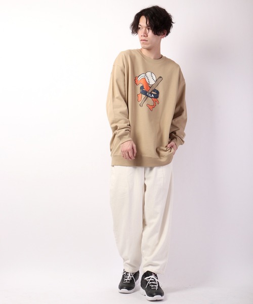 【セール】FILA 韓国 カレッジロゴ MLB ベースボール プリント 裏毛 スウェットトレーナー（スウェット）｜FILA HERITAGE（フィラヘリテージ）