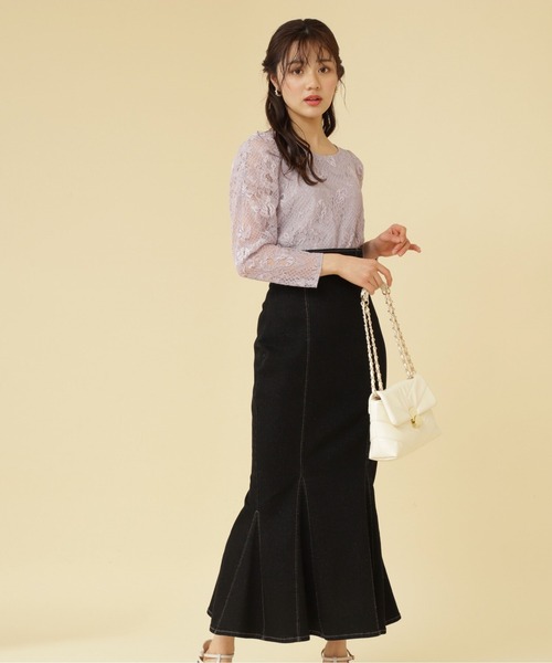 PROPORTION BODY DRESSING（プロポーションボディドレッシング）の「ギャザースリーブレースブラウス / 1212110104（シャツ/ブラウス・レディース・ライトグリーン/パープル/ホワイト系その他・SMALL/MEDIUM）」の3枚目の写真