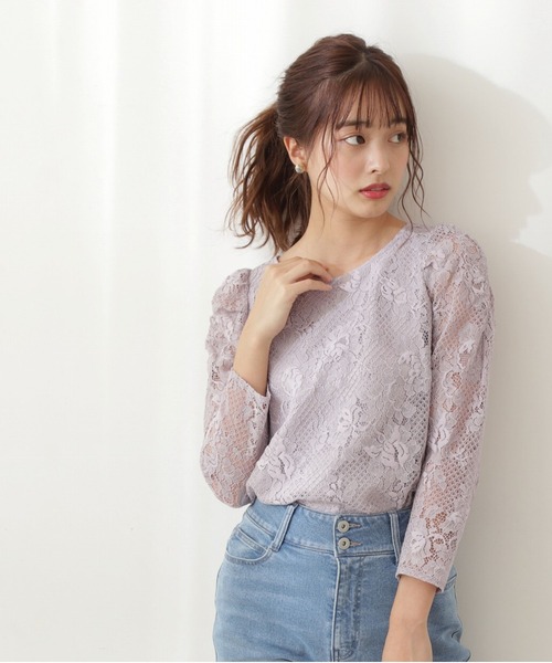 PROPORTION BODY DRESSING（プロポーションボディドレッシング）の「ギャザースリーブレースブラウス / 1212110104（シャツ/ブラウス・レディース・ライトグリーン/パープル/ホワイト系その他・SMALL/MEDIUM）」の4枚目の写真