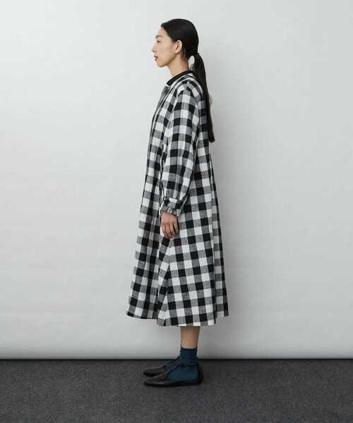 ロワズィール LOISIR リネン混　ロングワンピース　ブロックチェック LOISIR⭐︎チェックワンピース ロワズィール LOISIR リネン混 ロング