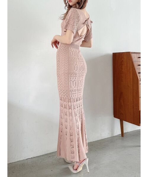 RESEXXY(リゼクシー)の「クロシェマーメイドワンピース(ワンピース・レディース・ブラック/ベージュ/ピンク/アイボリー・FREE)」の4枚目の写真