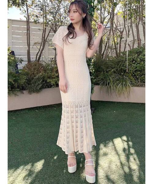 RESEXXY(リゼクシー)の「クロシェマーメイドワンピース(ワンピース・レディース・ブラック/ベージュ/ピンク/アイボリー・FREE)」の13枚目の写真