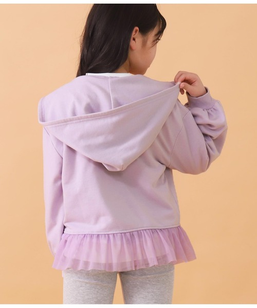 ANAP kids(アナップキッズ)の「裾チュールミニ裏毛パーカー(パーカー・キッズ・ラベンダー/サックスブルー・130cm/120cm/110cm)」の3枚目の写真